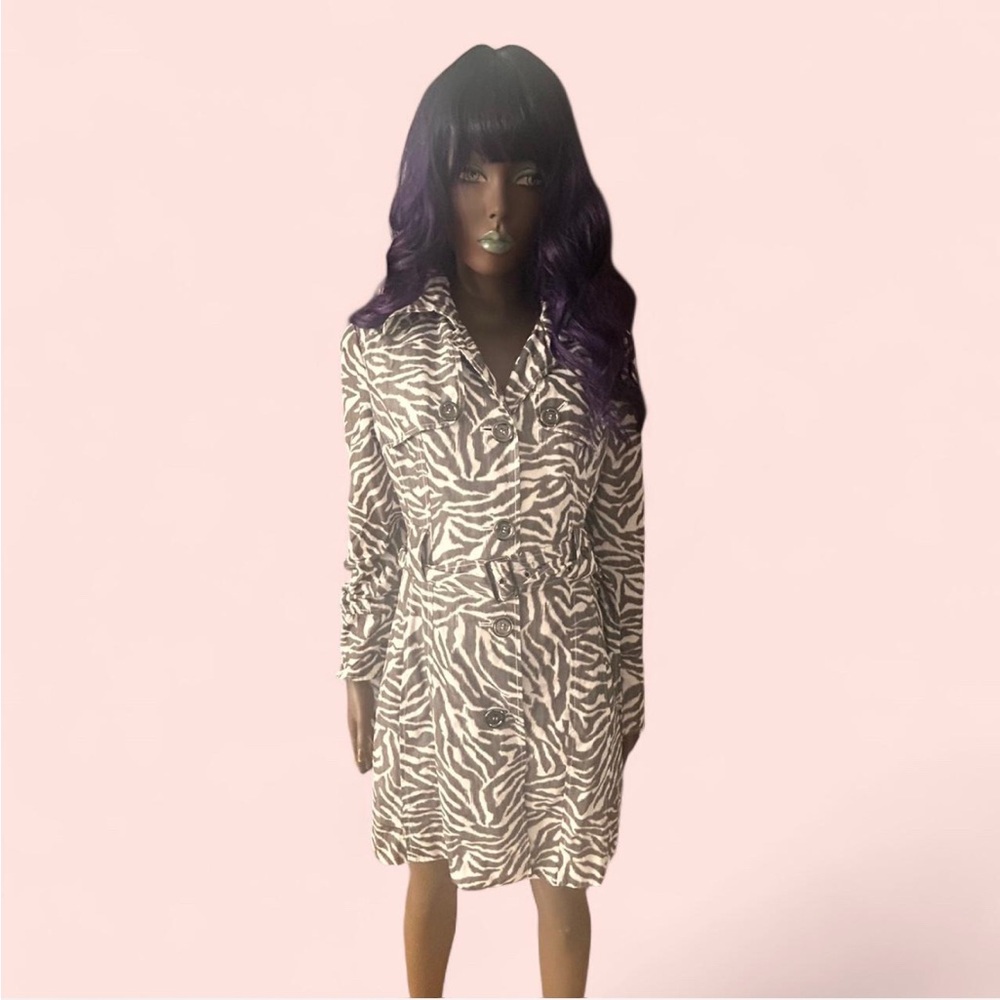 Guess Zebra Print Trench Coat